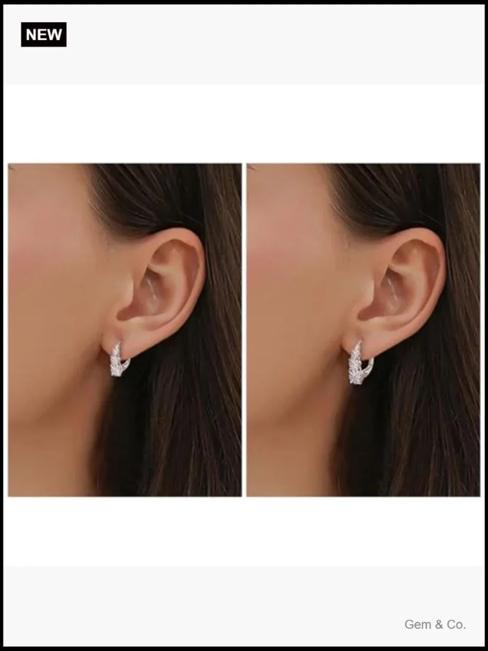 4 Stone Moissanite Hoop Earrings, 925 Sterling Silver Leverback Drop - Picture 2 of 7